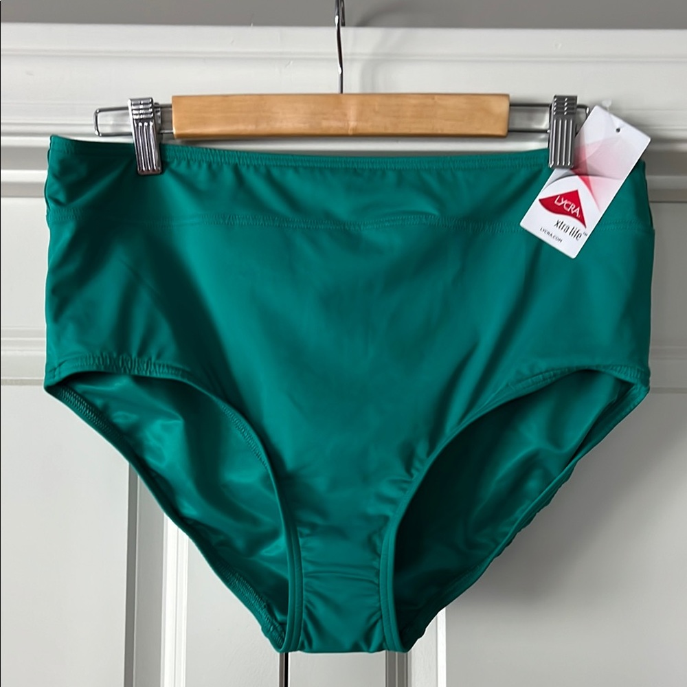 Lands End High-Waist Bikini Bottoms in Teal